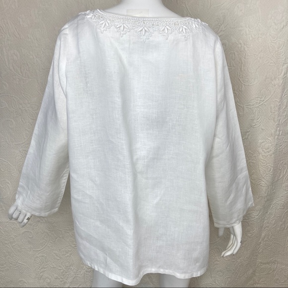 Talbots Beaded White Linen Tunic - Picture 8 of 10
